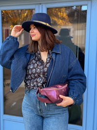 VESTE matelassée jean denim foncé, chapeau en feutre marine, blouse mkt, jean taylor ladbip, auxerre, concept store auxerre