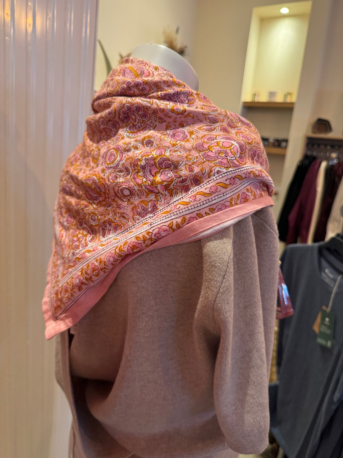 Grand foulard coton, print block, made in india, foualrd indien, auxerre, chablis, yonne, bourgogne, boutique femme