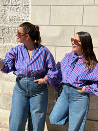 chemise rayée rose et bleue, auxerre, chablis, commerce indépendant, centre ville auxerre, mode femme