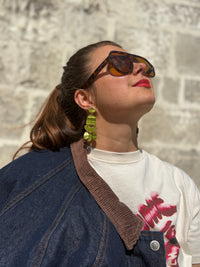 Veste garance col en velours chocolat, disponible au cerf volant. 
